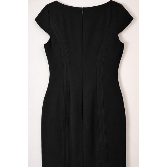 Tahari Arthur S. Levine Black Cap Sleeve Sheath Dress Size 4 - Picture 8 of 8